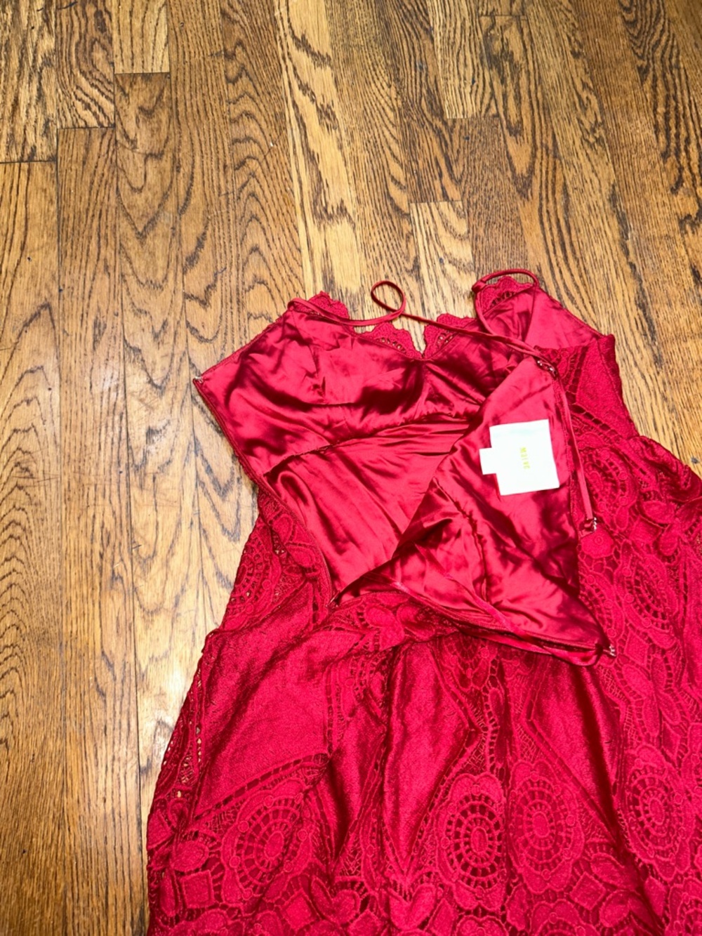 Maeve by Anthropologie Wine Lace Spaghetti-Strap Spring Wedding Guest Dress - Picture 8 of 9